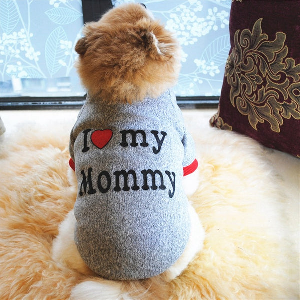 I LOVE MOM Dog Winter Coat